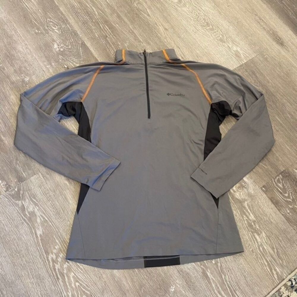 Columbia Mens Omni-Freeze‎ Zero Quarter Zip Pullover Gray Orange Large Bin I-33